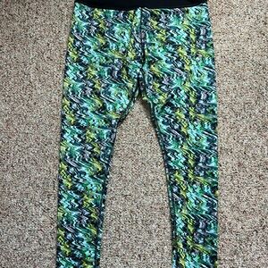 Zumba Fitness Crossover V Waist Green and Blue Leggings